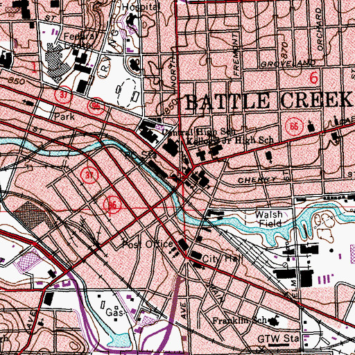 Topographic Map of Willard Public Library, MI