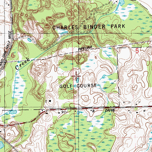Topographic Map of Binder Park Golf Course, MI