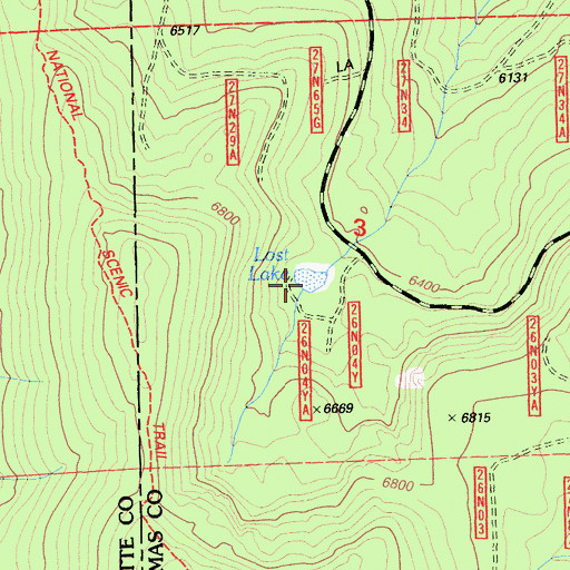 Topographic Map of Lost Lake, CA