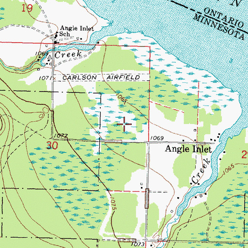 Topographic Map of Angle Inlet Census Designated Place, MN