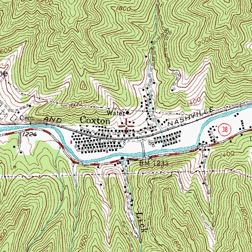 Topographic Map of Coxton Census Designated Place, KY