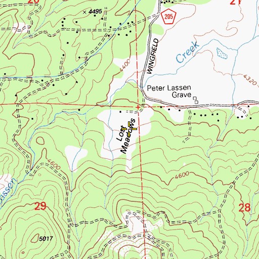 Topographic Map of Lost Meadows, CA