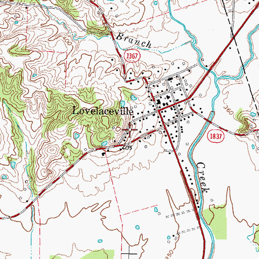 Topographic Map of Lovelaceville Census Designated Place, KY