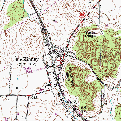 Topographic Map of McKinney Census Designated Place, KY