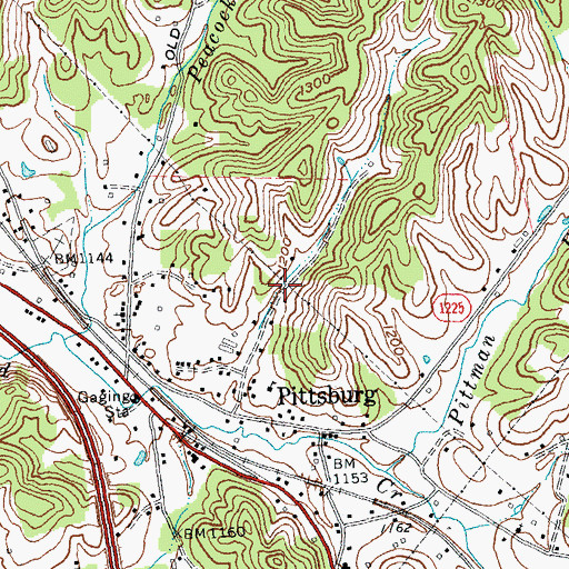 Topographic Map of Pittsburg Census Designated Place, KY
