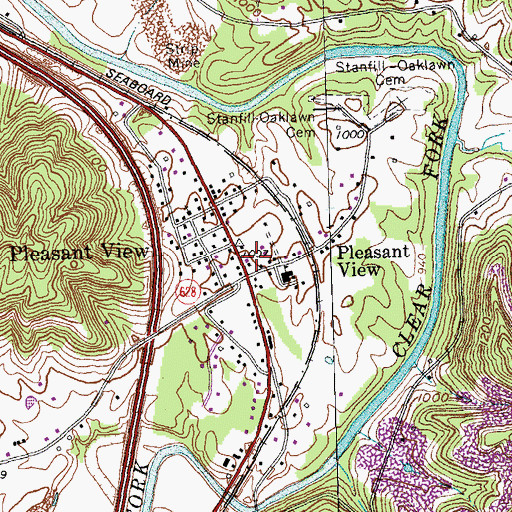 Topographic Map of Pleasant View Census Designated Place, KY