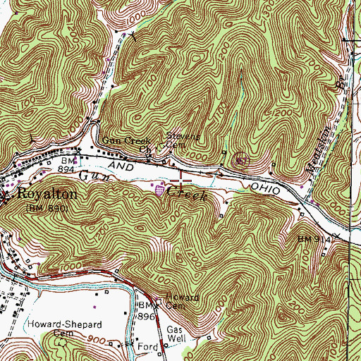 Topographic Map of Royalton Census Designated Place, KY