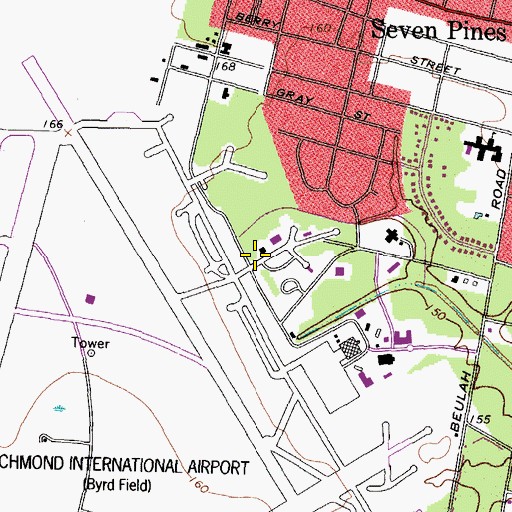Topographic Map of Sandston Census Designated Place, VA
