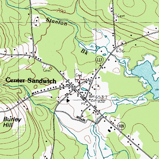 Topographic Map of Center Sandwich Census Designated Place, NH