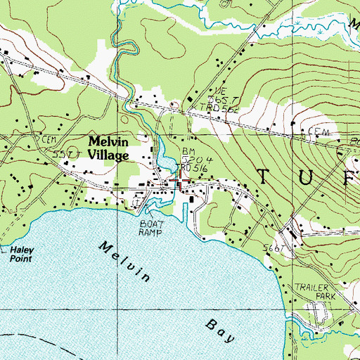 Topographic Map of Melvin Village Census Designated Place, NH