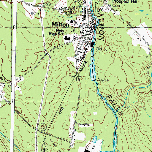 Topographic Map of Milton Census Designated Place, NH