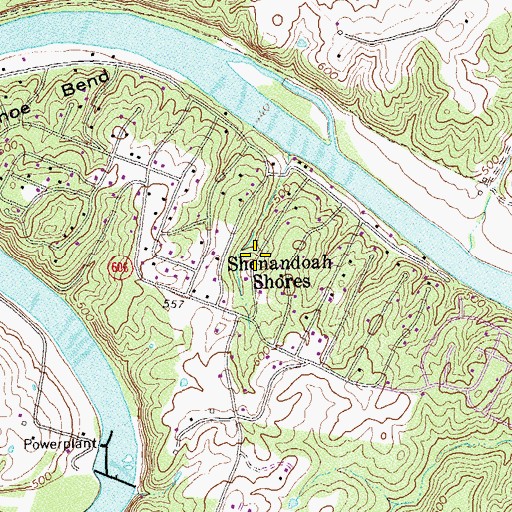 Topographic Map of Shenandoah Shores Census Designated Place, VA