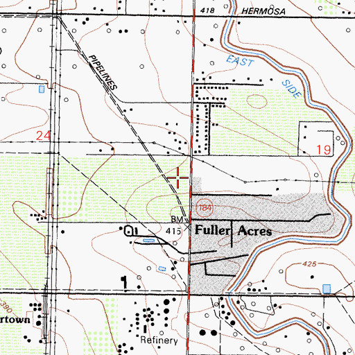 Topographic Map of Fuller Acres Census Designated Place, CA