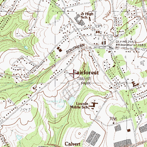 Topographic Map of Fairforest Census Designated Place, SC