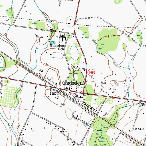 Topographic Map of Gadsden Census Designated Place, SC