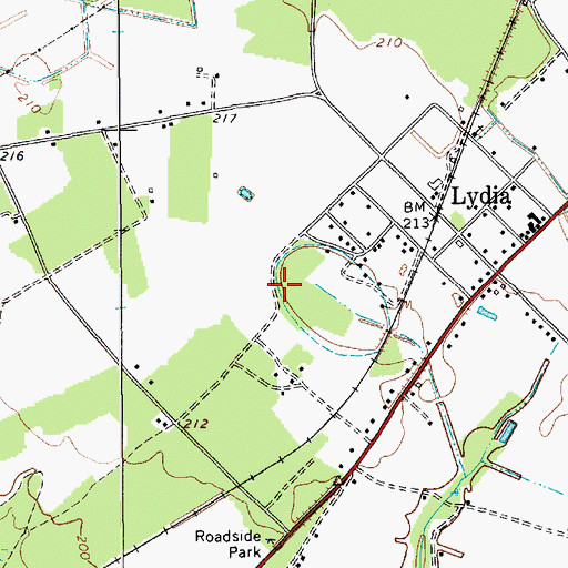 Topographic Map of Lydia Census Designated Place, SC