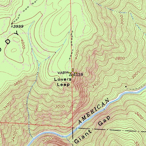 Topographic Map of Lovers Leap, CA