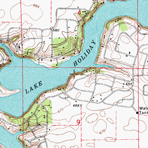 Topographic Map of Lake Holiday Census Designated Place, IL