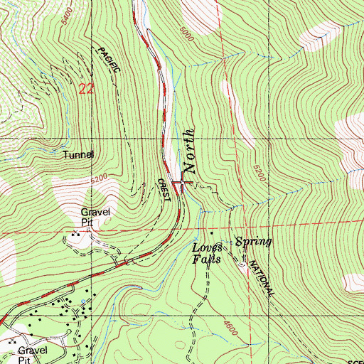 Topographic Map of Loves Falls, CA