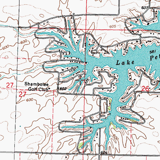 Topographic Map of Lake Petersburg Census Designated Place, IL