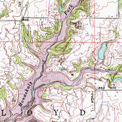 Topographic Map of Heritage Lake Census Designated Place, IN