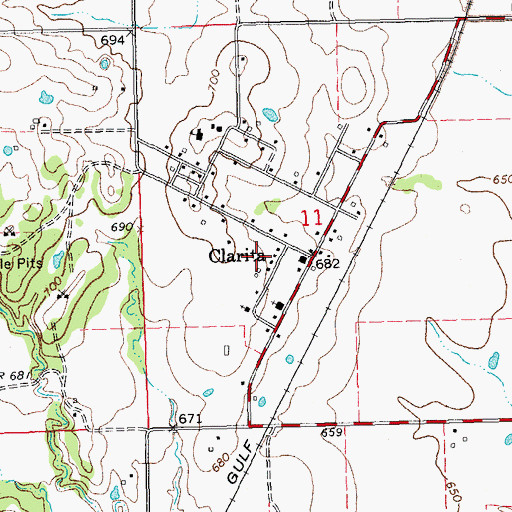 Topographic Map of Clarita Census Designated Place, OK