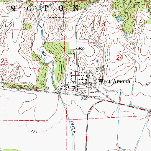 Topographic Map of West Amana Census Designated Place, IA