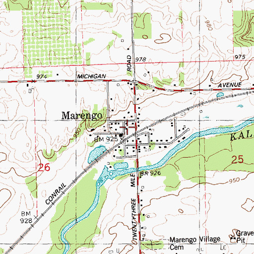 Topographic Map of Marengo Post Office (historical), MI