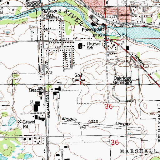 Topographic Map of Alwyn Downs Golf Club, MI