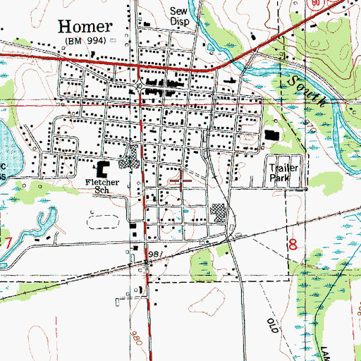Topographic Map of Old Homer Cemetery (historical), MI