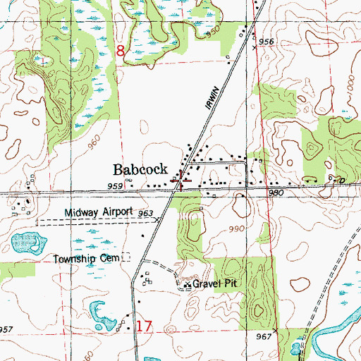 Topographic Map of Babcock Cemetery, MI