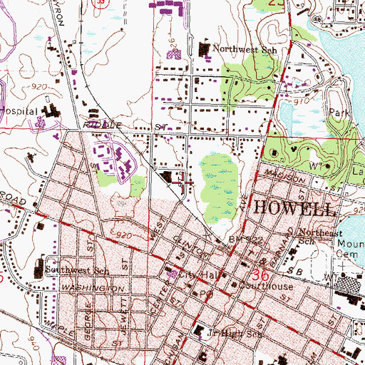 Topographic Map of West Street Park, MI