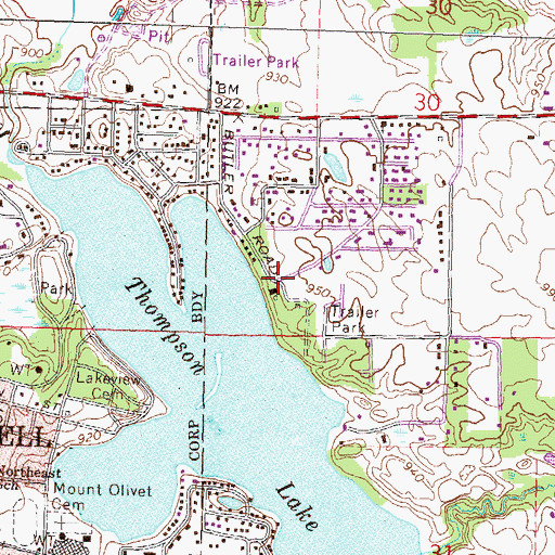 Topographic Map of Elizabeth Park, MI