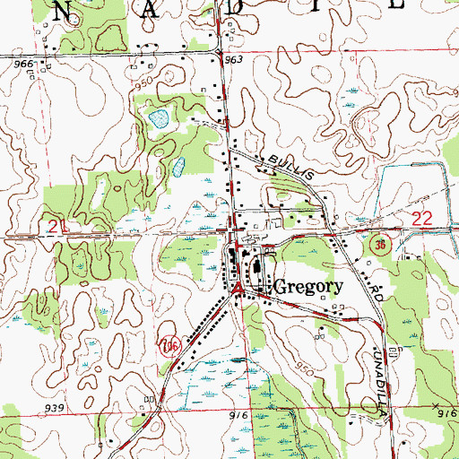 Topographic Map of Gregory Station (historical), MI