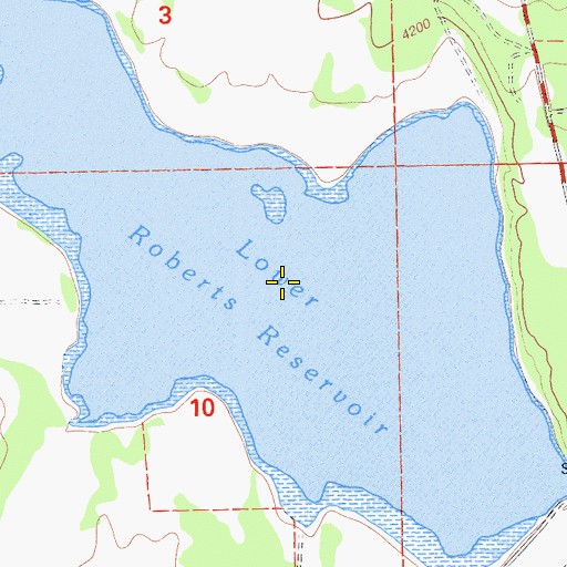 Topographic Map of Lower Roberts Reservoir, CA