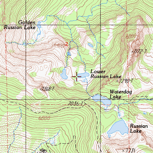 Topographic Map of Lower Russian Lake, CA