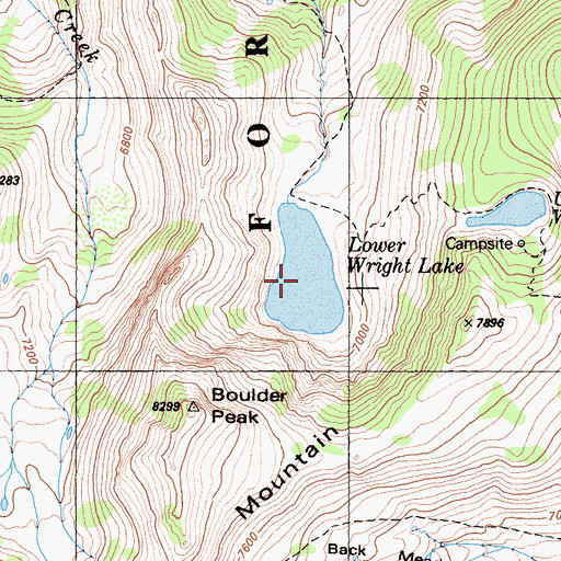 Topographic Map of Lower Wright Lake, CA