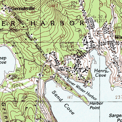 Topographic Map of Winter Harbor Census Designated Place, ME