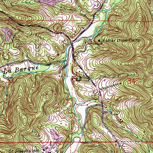 Topographic Map of La Barque Creek, MO