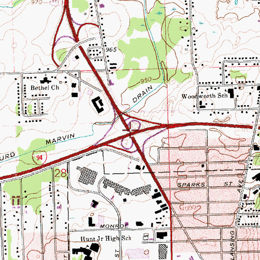 Topographic Map of Interchange 138, MI