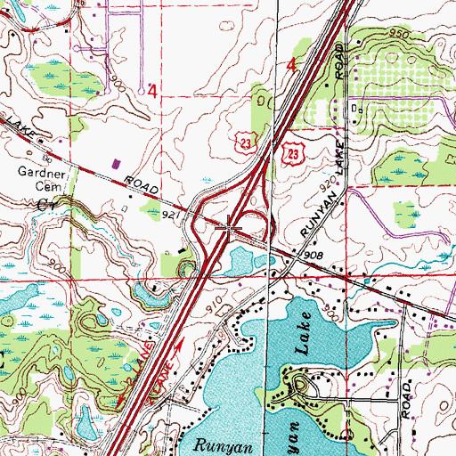 Topographic Map of Interchange 77, MI
