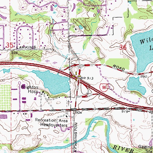 Topographic Map of Interchange 151, MI