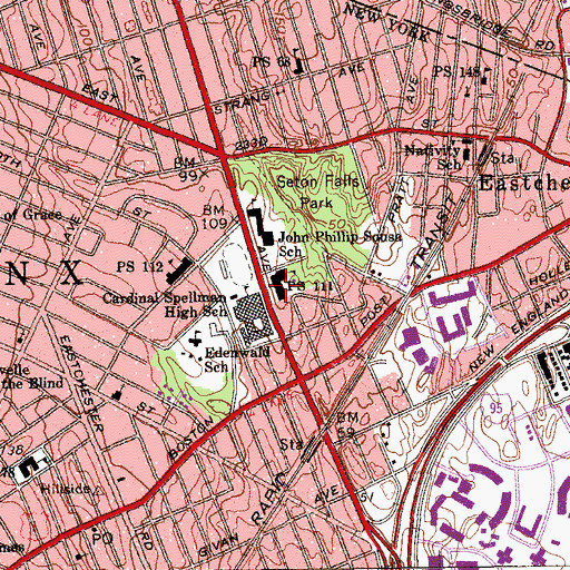Topographic Map of Bronx Charter School For Better Learning, NY