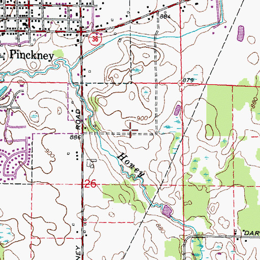 Topographic Map of Pinckney Community High School, MI