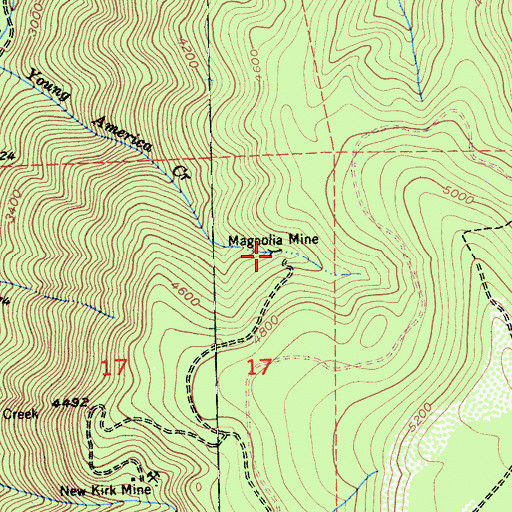 Topographic Map of Magnolia Mine, CA