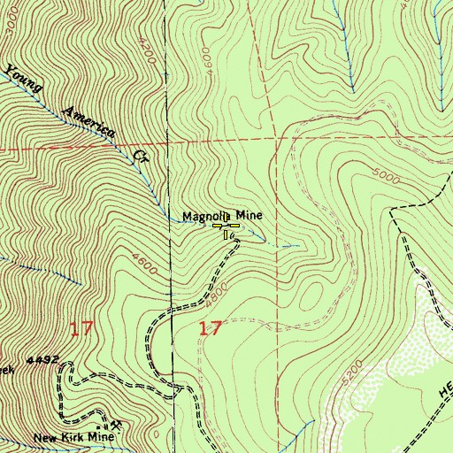 Topographic Map of Magnolia Mine, CA