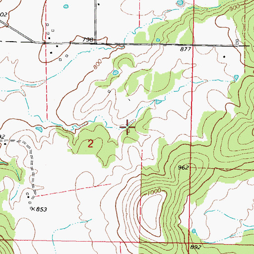Topographic Map of Zeb, OK