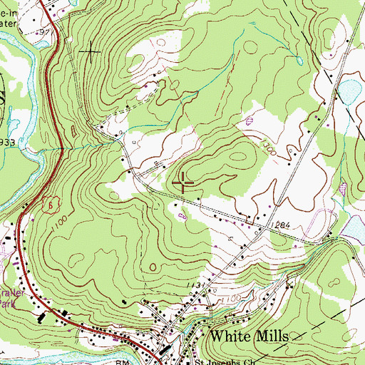 Topographic Map of White Mills Census Designated Place, PA