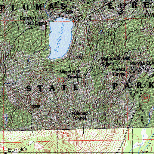 Topographic Map of Mammoth Tunnel, CA