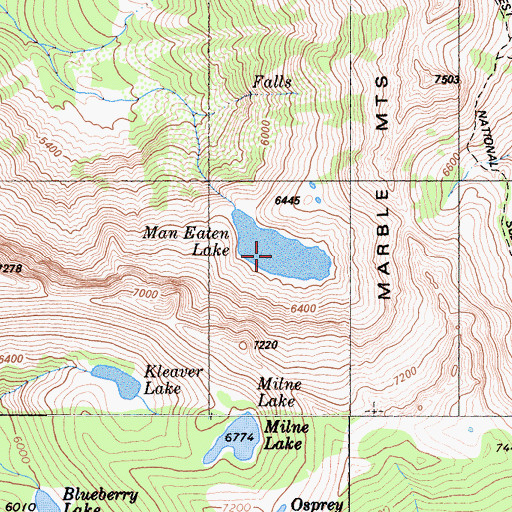 Topographic Map of Man Eaten Lake, CA